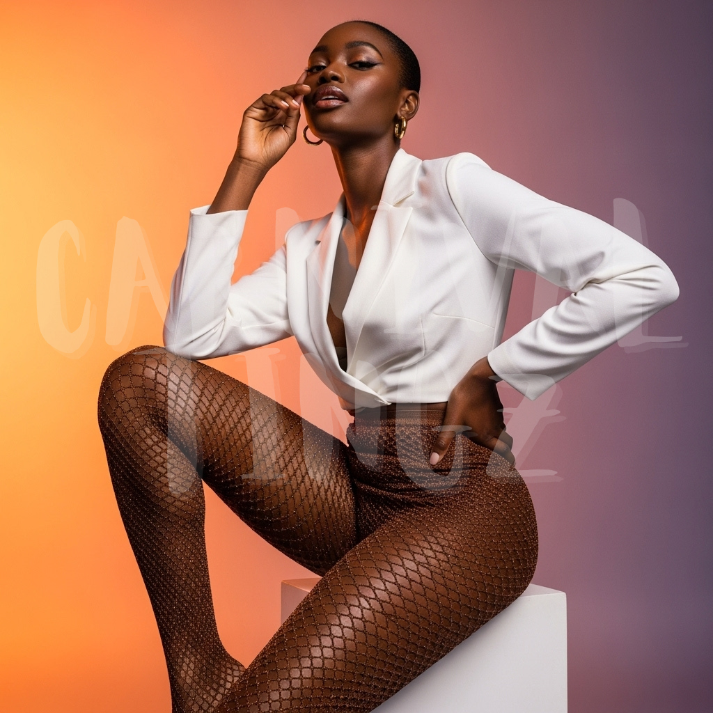 High Waist Glitter Fishnet Stockings