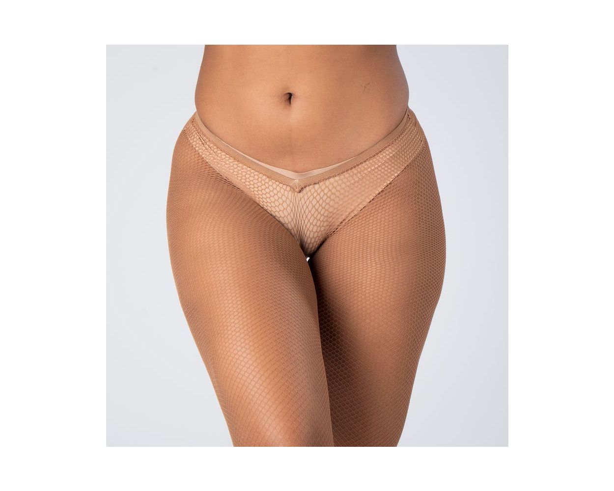 V-Cut Plain Fishnet Stockings