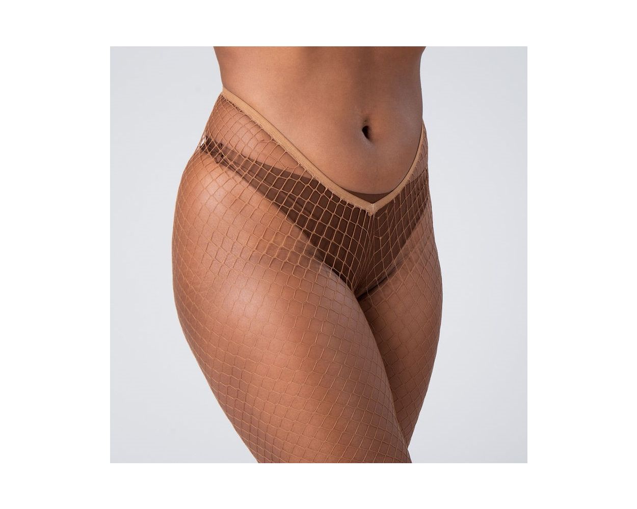 V-Cut Plain Fishnet Stockings