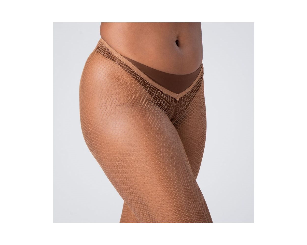 V-Cut Plain Fishnet Stockings