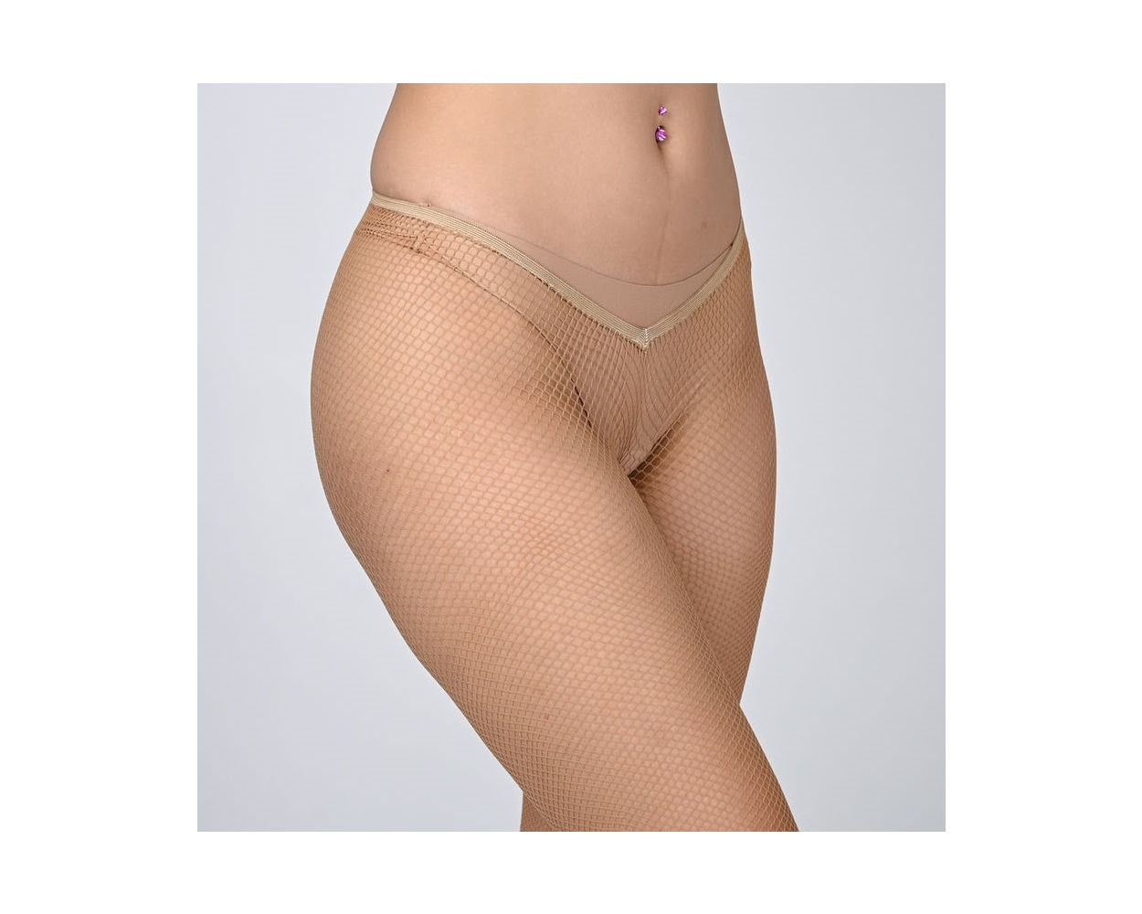 V-Cut Plain Fishnet Stockings