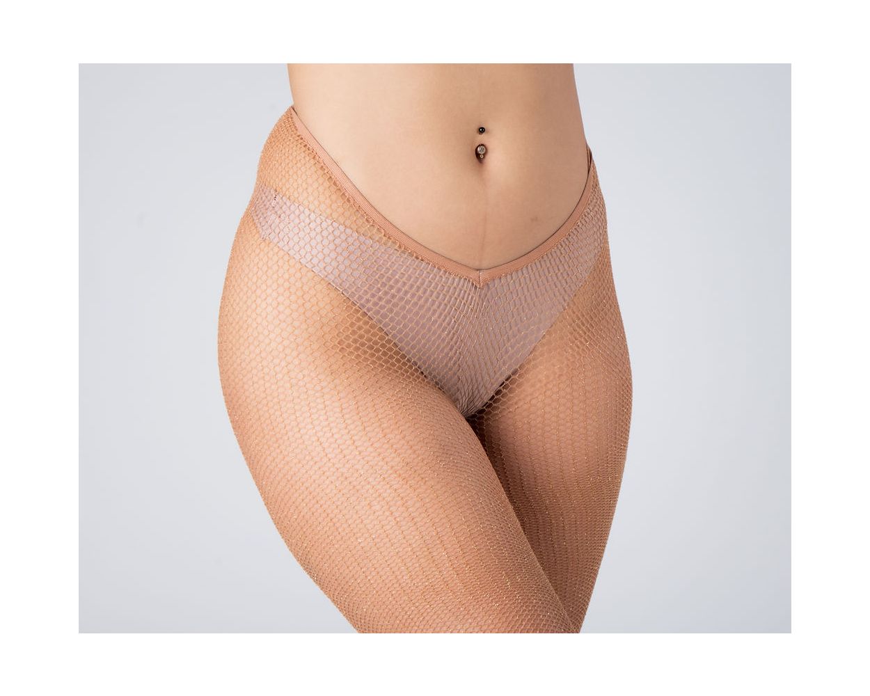 V-Cut Glitter Fishnet Stockings