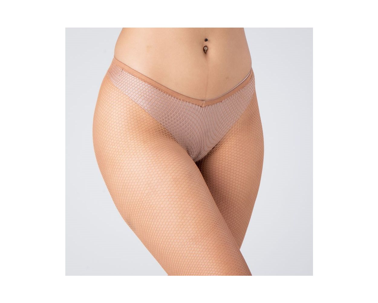 V-Cut Plain Fishnet Stockings